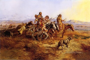 インディアンを移動させるインド人女性 西アメリカ人 チャールズ・マリオン・ラッセル Oil Paintings